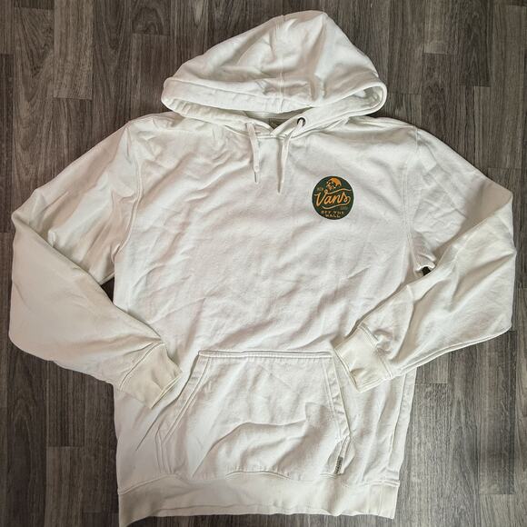 Vans Off The Wall Palm Tree Sunset Graphic White Hoodie Sweatshirt Size L - Picture 1 of 10